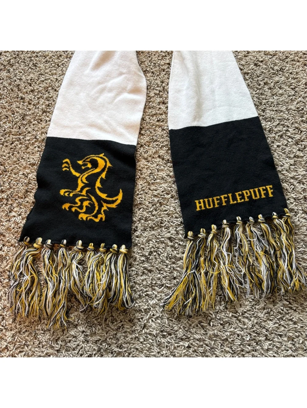 Hufflepuff Wizarding World of Harry Potter House Scarf, Black & Yellow Crest